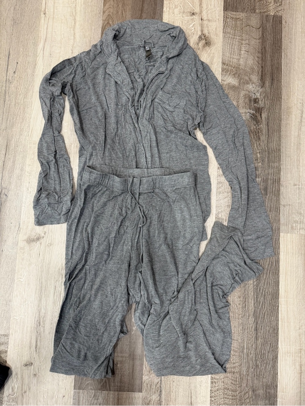 Skims Gray Knit Long-Sleeve Pajamas
